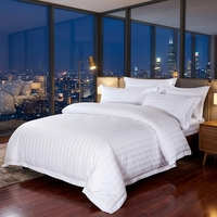 Ensemble de literie d'hôtel de luxe de qualité supérieure 100% coton à rayures de 3 cm, blanc, pour hôtels 5 étoiles, vente en gros de la marque Guangzhou JF