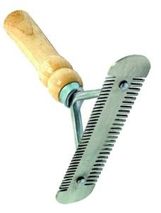 Peigne à curry double face réglable et réutilisable - Outil de toilettage vétérinaire en acier inoxydable avec manche en bois pour veaux, moutons, bovins, chèvres - Product Image 3