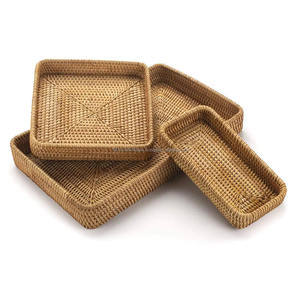 Handmade Serving Food Rattan <b>Trays</b> Customizable Eco Friendly Natural Woven <b>Tray</b> Durable Bulk Supplier Vietnam - Product Image 1