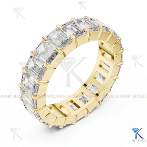 Anillo de Boda de Oro Sólido 14K 18K con Diamantes Cultivados en Laboratorio, Corte Redondo, CVD HPHT, Engaste de Puntas Compartidas, Venta al por Mayor, Fabricante - Product Image 3