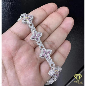 Fashionable Butterfly Chain <b>Bracelet</b> with Sparkling Pink and White Moissanite Diamonds <b>Bracelet</b> for Women - Product Image 3