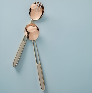 Juego de Servidores de Ensalada de Cobre, 2 Piezas, Cuchara y Tenedor, Utensilios para Servir en la Cocina y el Comedor - Product Image 1