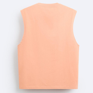 Débardeur tricoté sans manches pour homme, col rond, couleur unie, coupe décontractée, orange pêche - Product Image 2