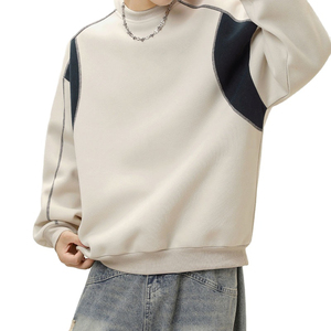 เสื้อสเวตเชิ้ตคอกลมผู้ชายแบบขายส่งคุณภาพสูง ผ้าคอตตอนผสม ทรงโอเวอร์ไซส์ ไซส์ XS ลายเรียบแบบใหม่ ดีไซน์ทันสมัย - Product Image 4