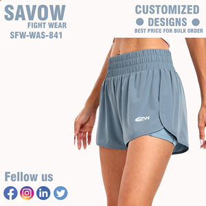 Women's <b>Elastic</b> Waist Asymmetrical Sport Shorts With Side Pocket Breathable Spandex Polyester Summer Fitness Wear Light Blue - Product Image 3