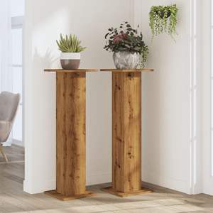 2 supports pour plantes en bois d'ingénierie, style chêne artisanal, 11,8x11,8x37,4 pouces, pour l'extérieur - Product Image 3