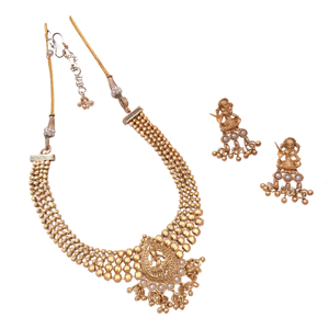 Antique Pearl <b>Bridal</b> <b>Jewelry</b> <b>Set</b>-Rhodium Plated Gold Earring <b>Set</b> - Product Image 2