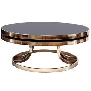 Mesa con incrustaciones de mármol con incrustaciones de latón Diseño sofisticado para sala de estar Muebles elegantes modernos para el hogar con estilo - Product Image 1