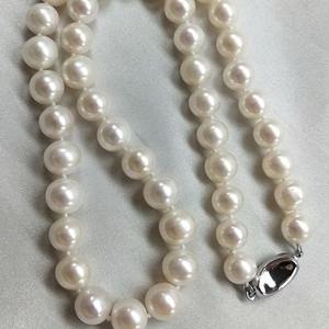 Collier de perles d'eau douce AAA9-10mm avec de petites imperfections, forme arrondie, cadeau pour les mères - Product Image 2