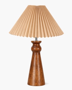 Lampe de table en bois artisanale avec abat-jour plissé, éclairage de chevet scandinave élégant pour la maison et l'hôtel, faible MOQ, achetez maintenant - Product Image 4