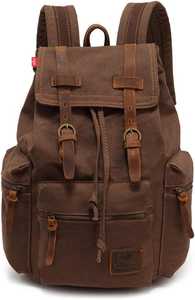 Vintage luxury <b>backpack</b> Crazy horse leather <b>backpack</b> Waterproof multi-pocket bag Leather travel laptop bag - Product Image 3