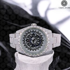 Charm_Jewells Luxury Stainless Steel <b>Watch</b> Round Case 40mm Analog Quartz Sapphire Crystal Hollow Out Design Women Fashion - Product Image 1