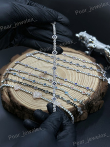Pulsera de Trébol de la Suerte Personalizada Iced Out, Cadena de Tenis de Flor de Plata 925 con Moissanita VVS, Estilo Hip Hop, Alta Calidad - Product Image 3