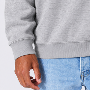 <b>Men's</b> <b>Grey</b> Crew Neck <b>Sweatshirt</b> Regular Fit Cotton Fleece Pullover Casual Solid Long Sleeve Top Autumn - Product Image 4