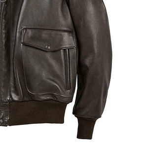 Hochwertige Braune Piloten-Fliegerjacke aus Kuhleder mit Stehkragen und Kapuze, Wasserdicht, Schnelltrocknend, Atmungsaktiv, Stylisch, High-Street Herrenjacke - Product Image 6
