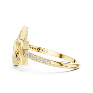 Anillo de Oro Amarillo con Diseño Geométrico de Estrella y Triángulo, con Diamantes Pavé, Joyería Fina Moderna - Product Image 3