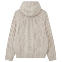 Sweat à capuche zippé en tricot torsadé, couleur pierre, doux et chaud, avec capuche réglable, idéal pour un usage décontracté