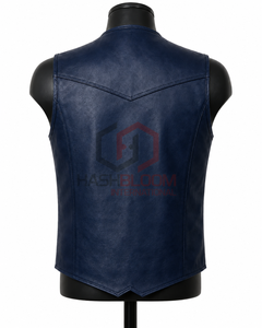 PERRY BURRY Nouveau Modèle 2025 Gilet Haut de Gamme pour Homme Col en V Simple Boutonnage en Denim Noir Écologique Style Anglais Saison Automne Fourrure - Product Image 2
