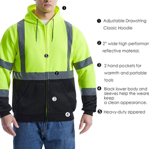Custom Reflective Hoodie High Visibility Safety Workwear <b>for</b> <b>Construction</b> Road Industrial Outdoor Use Durable Cotton Polyester - Product Image 4