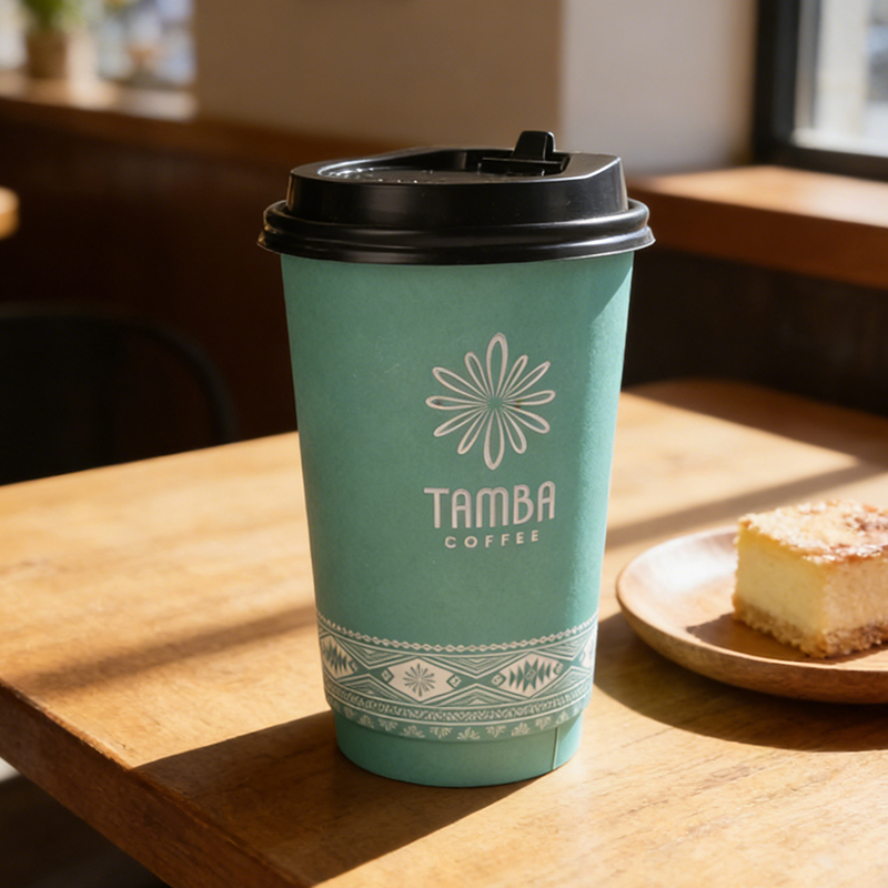 Compostable Takeaway 16oz Disposable Kraft White Cardboard Paper Cups Customized Hot Coffee Paper Cup With Sleeves and Lid