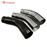 Tuyaux d'échappement coudés chromés 4'' et 5'' pour diamètre intérieur (I.D.) et 5'', 6'', 7'', 8'' pour diamètre extérieur (O.D.), longueur 23'', finition polie ou chrome noir