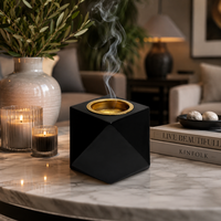 Brûleur à Bakhoor en bois authentique en forme de diamant |   Brûleur d'encens Oud arabe décoratif, porte-parfum d'intérieur pour cadeau de Ramadan et de l'Aïd