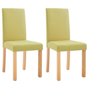 Juego de 2 Sillas de Comedor de Tela Verde con Madera de Caucho Estándar para el Hogar o la Oficina - Product Image 2