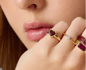 Bague en forme de cœur en pierre, bijoux mignons et durables pour femmes, cadeau de fiançailles en forme de cœur pour femmes - Product Image 3