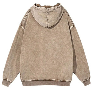 Sweat à capuche vintage marron délavé pour homme, coupe oversize, en molleton de coton épais 500 g/m², effet vieilli, streetwear, pull vierge personnalisable - Product Image 2
