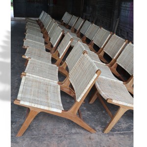 Fauteuils de salle à manger de luxe en teck pour hôtels et complexes hôteliers, mobilier de bord de piscine, chaises de salle à manger d'extérieur commerciales en corde tressée - Product Image 6