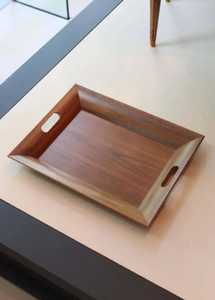 Plateau de rangement rectangulaire moderne en bois de noyer, petit plateau de bureau, boîte organisatrice de luxe pour table, plateau de valet - Product Image 2