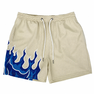 <b>Men's</b> Breathable Cotton Solid Flame Printed Quick Drying <b>Elastic</b> Waist TWILL SPORTS 220g Fashionable Gym Basketball <b>Shorts</b> - Product Image 1