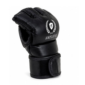 Gants de MMA en cuir pour adultes, design à doigts ouverts, sangle de poignet réglable, fermeture auto-agrippante pour la boxe, le grappling, l'entraînement en salle de sport - Product Image 4