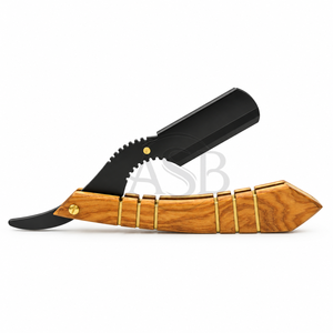 Navaja de Barbero Plegable con Mango de Madera Natural Negro Marrón, Hoja de Acero, Logotipo Personalizado, Navaja Recta - Product Image 3