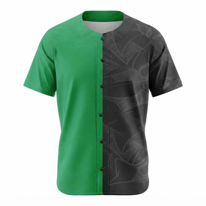 Maillot de baseball personnalisé pour homme, vert et noir, imprimé numérique, respirant, en polyester, sans manches, coupe classique, fermeture frontale rapide - Product Image 2