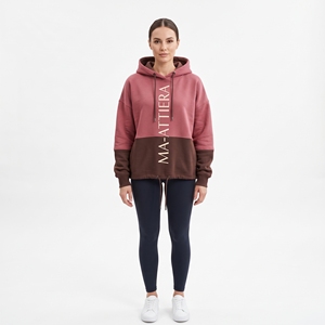 <b>Women</b> Pink Brown Colorblock Hoodie Pullover Sweatshirt Custom Streetwear Oversized <b>Fleece</b> Fashion Casual <b>Top</b> Design - Product Image 1