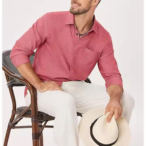 Chemises habillées pour hommes entièrement personnalisées, respirantes, infroissables, en polyester/coton de haute qualité, à col montant et fermeture à bouton unique - Product Image 5