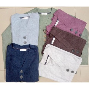 Casual <b>Women's</b> 100% Cotton Solid Button Eco-Friendly Wool Liner Stand Collar Double Breasted Sweater Dress <b>Long</b> Sleeves <b>Cardigan</b> - Product Image 2