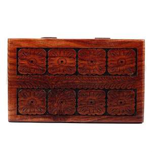 Multipurpose Wood Engraved Brass Antique Storage <b>Box</b> For Jewelry <b>Keepsake</b> With Hinged Lid For Vintage Homedecor Wedding Gift <b>Box</b> - Product Image 4