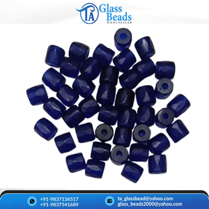 Perles en verre facettées russes faites à la main, couleur bleue, forme de baril, pour la fabrication de bijoux, accessoires de mode, vente en gros - Product Image 6