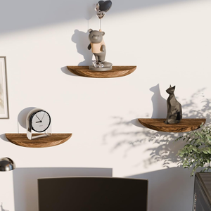 Estantes Flotantes de Madera Maciza Smart Art para Pared, Estantes Colgantes Semicirculares para Almacenamiento en Pared, Decoración de Pared para Habitación, Juego de 2 - Product Image 4