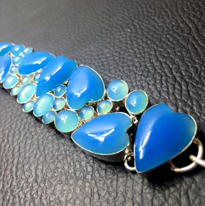 Natural Blue Chalcedony Silver Drop Earring Faceted onyx <b>Gemstone</b> <b>Bracelet</b> Woman Jewelry Wholesaler Price - Product Image 2