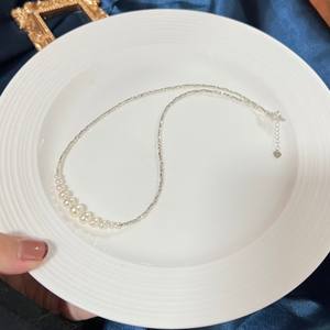 Nouveau collier de perles dégradées explosif de 3 à 8 mm, corps entier en argent pur, motif de sourire brisé, collier de perles dégradées unique, presque perle - Product Image 5