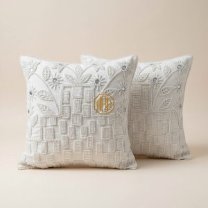 Personalized Hand Beaded Floral Cushion <b>Cover</b> Cream Luxury Decorative <b>Throw</b> Pillow <b>Cover</b> for Home Decor - Product Image 4