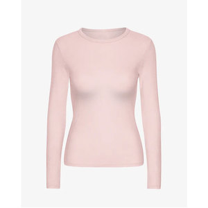 Camiseta básica de manga larga para mujer, cuello redondo clásico, ajustada, informal - Product Image 6