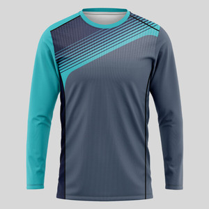 เสื้อเชิ้ตผู้ชายแฟชั่นลำลอง แขนยาว คอกลม ผ้าถัก พิมพ์ลายดิจิตอล โลโก้ด้านหน้า ระบายอากาศได้ดี แห้งเร็ว - Product Image 6