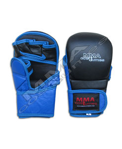 Gants de MMA en cuir PU bleu et noir en gros - Mitaines de combat personnalisées pour l'entraînement et la compétition - OEM ODM disponibles - Product Image 3