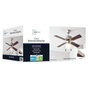 Ventilatore da soffitto da 42 pollici con kit luce, nichel satinato, 5 pale, flusso d'aria reversibile - Product Image 2