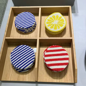 ชุดจานรองแก้วทำมือจากเม็ดแก้วรูปเลมอน พร้อมฐานผ้ากันความร้อน สำหรับวางเครื่องดื่มบนโต๊ะ - Product Image 1