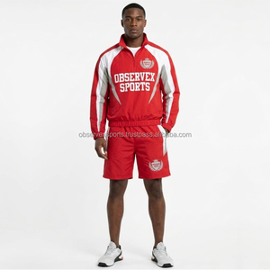 Ensemble coupe-vent streetwear deux pièces personnalisé : veste et short réfléchissants en nylon avec fermeture éclair - Product Image 1